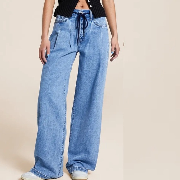 Vervet Denim - Vervet Olivia Baggy Wide Leg Pleated Jeans